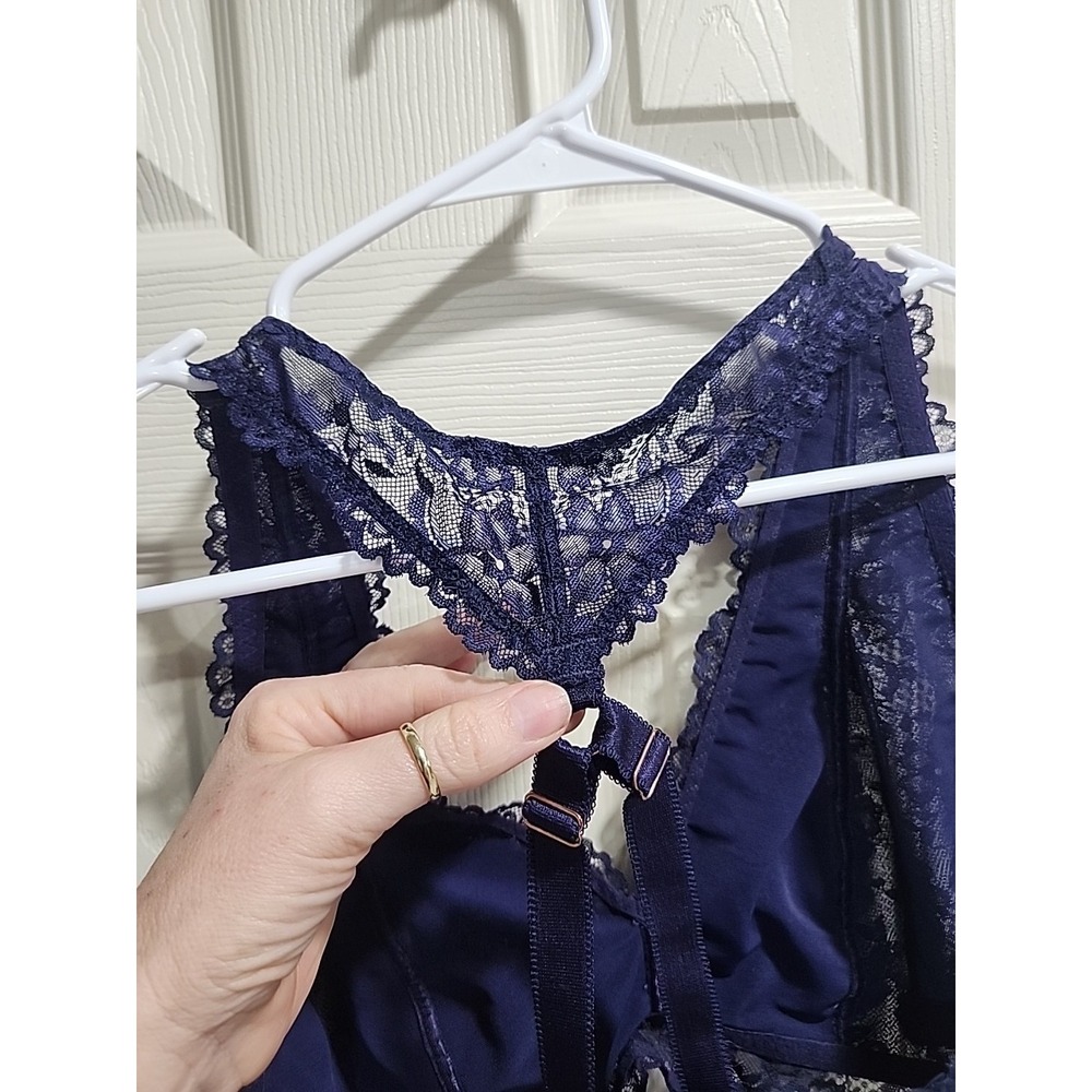 Savage X Fenty 1X Bralette Blue Lace Wireless Pullover RacerBack Rihanna - Picture 13 of 13